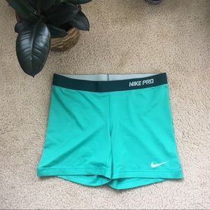 Teal Nike Pro shorts